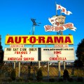 The marquee for the Aut-O-Rama Drive-In Theatre near Cleveland,&nbsp;Ohio.