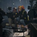 DP Daniele Massaccesi (cradling the camera) and director Lana Wachowski (to his right) on the set of The Matrix&nbsp;Ressurections.