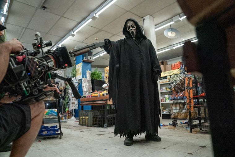 Ghostface in Paramount Pictures and Spyglass Media Group's "Scream VI." © 2022 Paramount Pictures. Ghost Face is a Registered Trademark of Fun World Div., Easter Unlimited, Inc. ©1999. All Rights Reserved.”. Ghost Face is a Registered Trademark of Fun World Div., Easter Unlimited, Inc. ©1999. All Rights Reserved.”