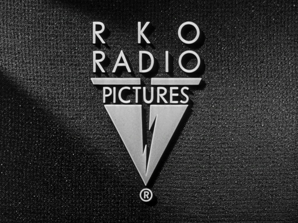 RKO Radio Pictures logo displayed on a textured black background.