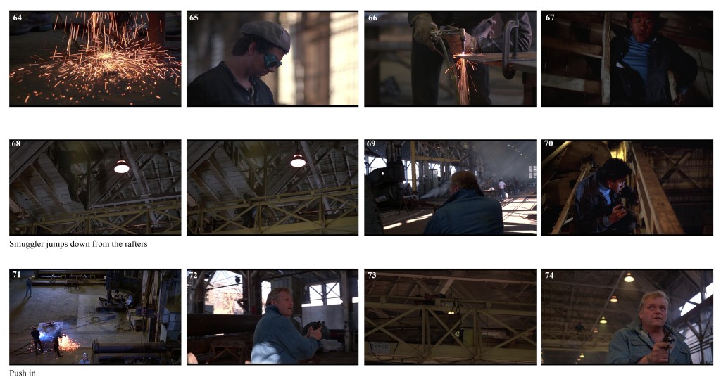 Sparks flying from metal work in a workshop.