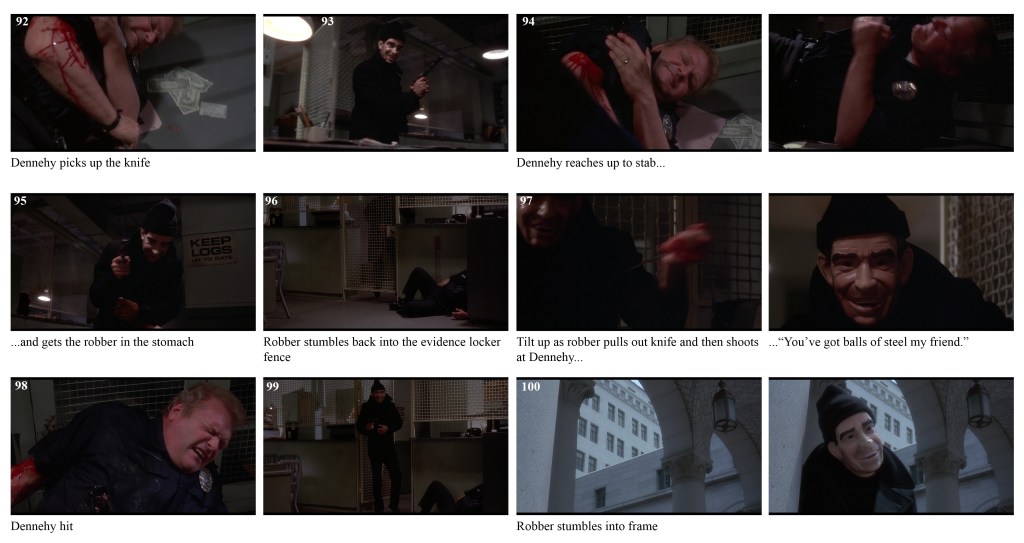 Dennehy picks up a knife in a tense moment.