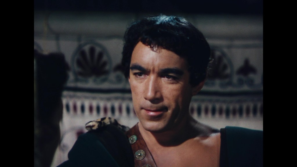 A close-up portrait of a man with dark hair and a serious expression, wearing a historical costume, with a decorative background.