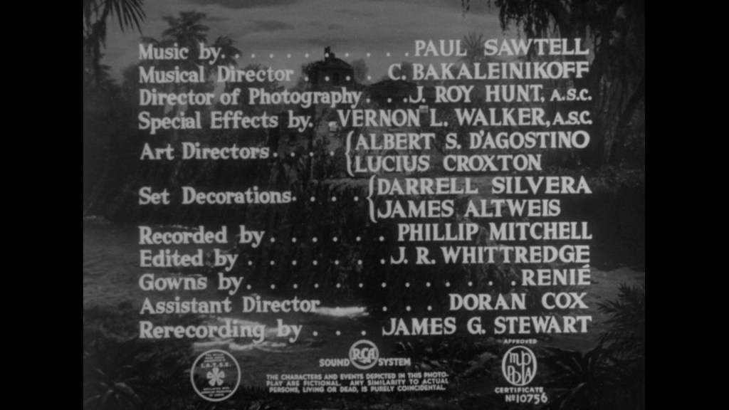 Credits screen listing various production roles including music, photography, special effects, and set decorations.